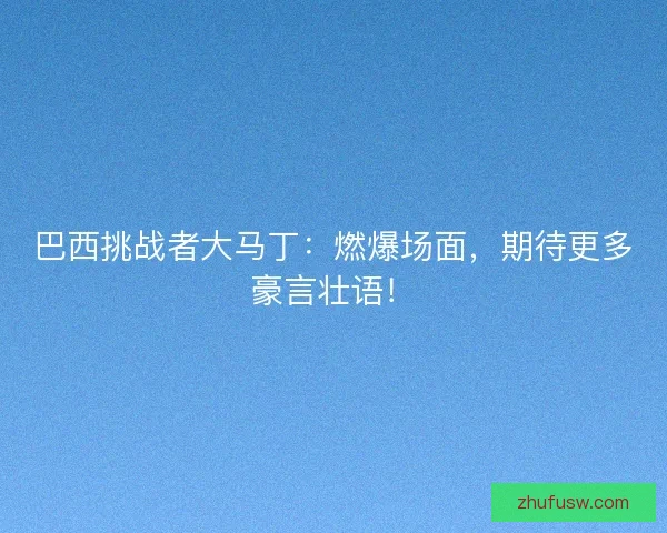 巴西挑战者大马丁:燃爆场面,期待更多豪言壮语! 巴西挑战者大马丁:燃爆场面,期待更多豪言壮语!