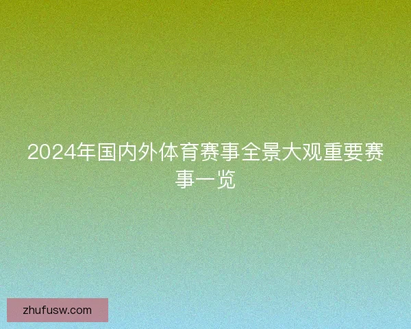 2024年国内外体育赛事全景大观重要赛事一览